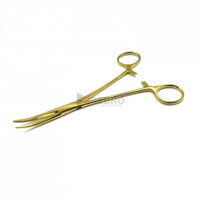 Hemostatic Forceps, Curved - Gold Oxide Coated