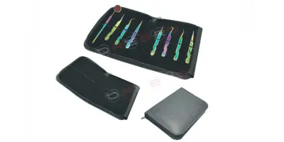 TWEEZERS PACKING CARRYING CASE- Zipper Case, Elastic Holding for Eight Tweezers( 19.5cm*14cm)